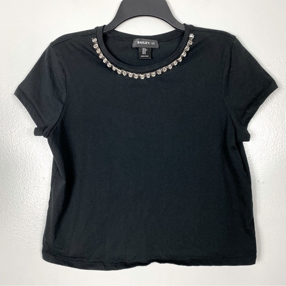 Bailey/44 jeweled black crop tee - Picture 1 of 6